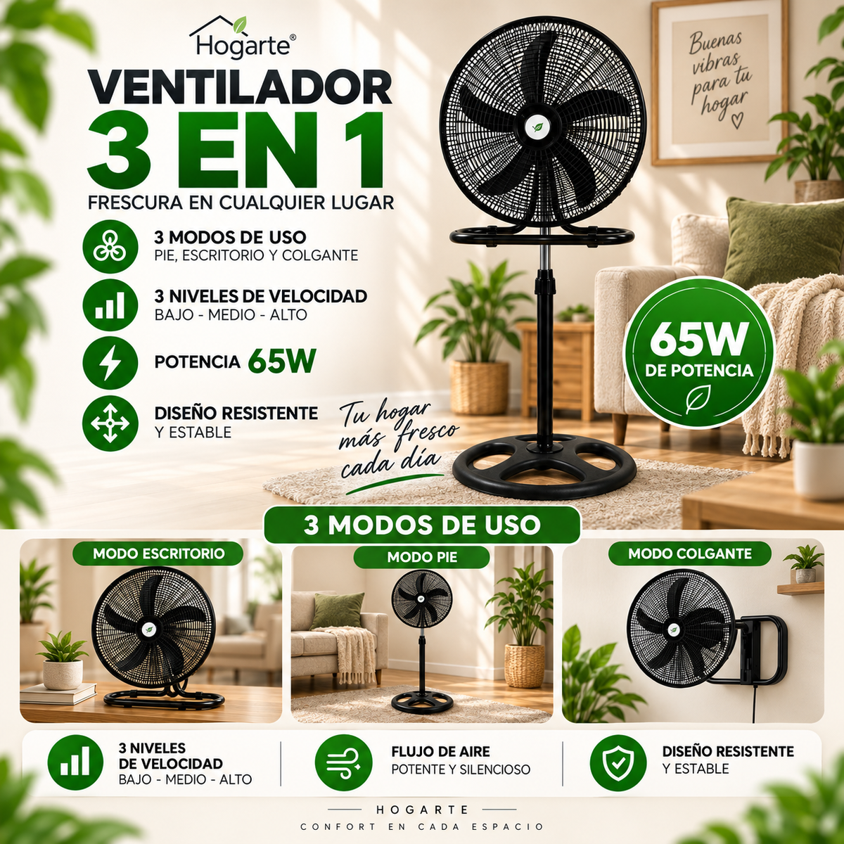 Ventilador 3 en 1 de 18 pulgadas